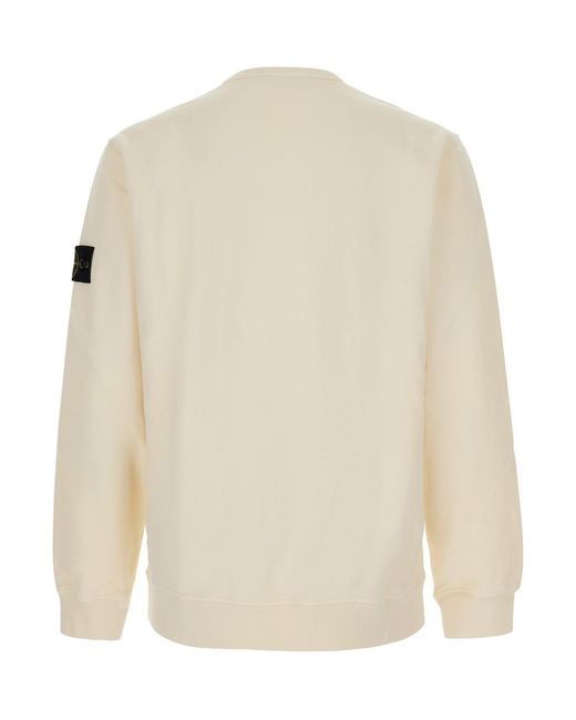 Stone Island White Zip-Up Hoodie Organic Cotton Sweatshirts for men