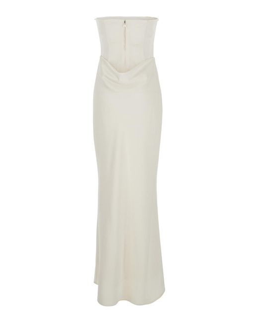 ROTATE BIRGER CHRISTENSEN White Long Sleeveless Dress Polyester