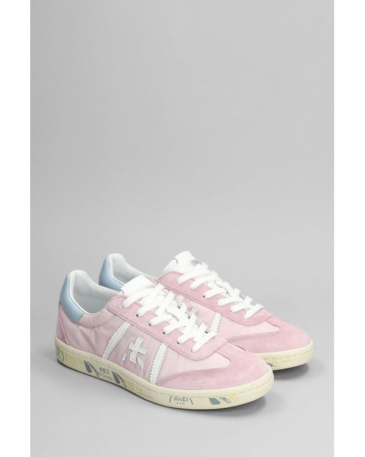 Premiata Bonnie Sneakers In Rose-pink Suede And Fabric