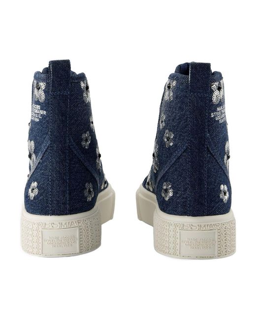 Marc Jacobs Blue Marc Jacobs Floral-Embroidered Cotton High-Top Sneaker