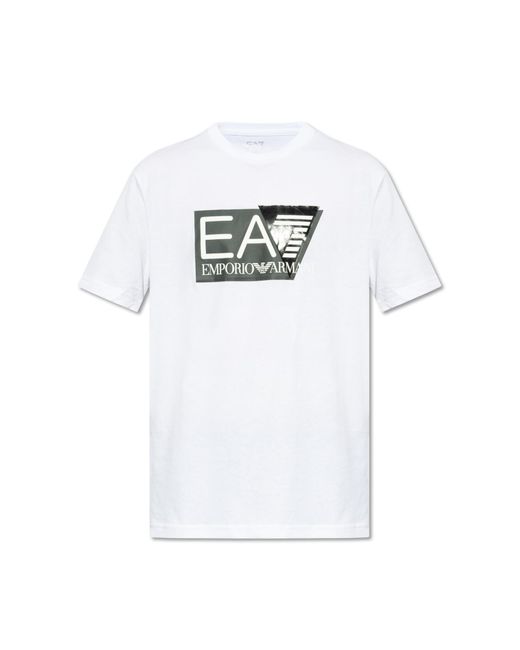 EA7 White Emporio Armani T-Shirt With Logo for men