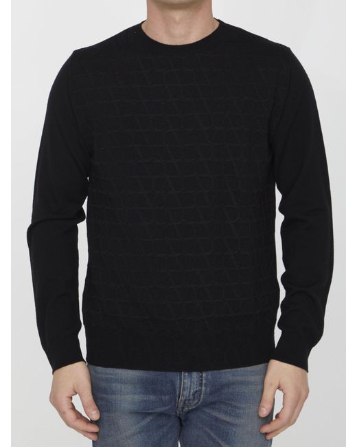 Valentino Black Toile Iconographe Sweater for men