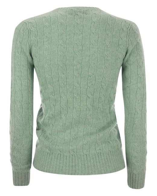 Polo Ralph Lauren Green Wool And Cashmere Cable-knit Sweater