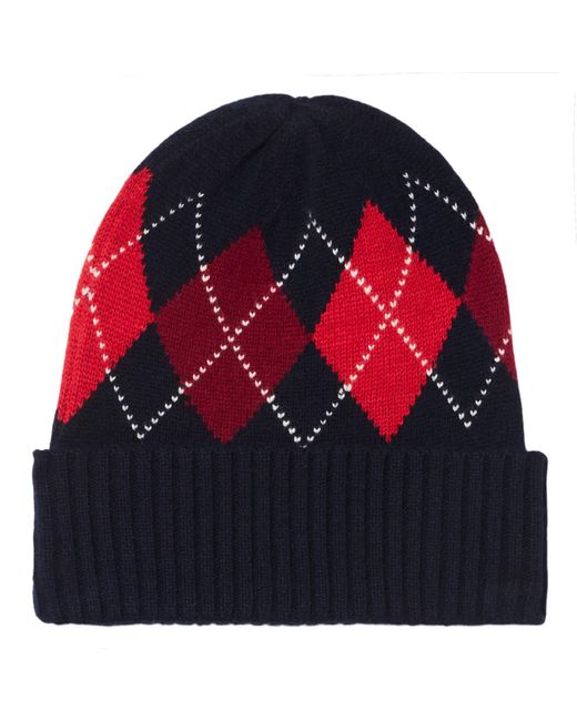 Mc2 Saint Barth Blue Beanie With Argyle Print for men