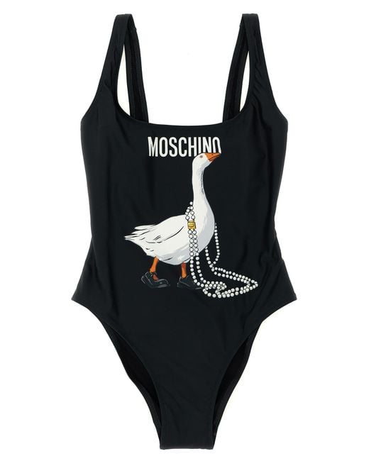 Moschino Black 'Goose' One-Piece Swimsuit