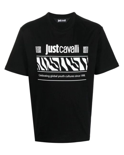 Just Cavalli Black Logo-print T-shirt for men