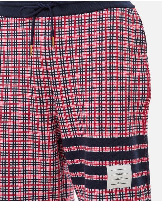 Thom Browne Red Check 4 Bar Sweat Cotton Shorts for men