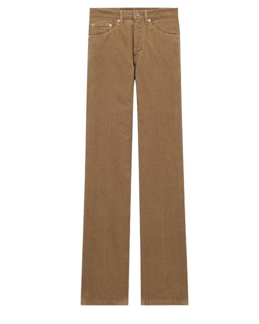 Saint Laurent Natural Clyde Wide Leg Pants Cotton Trousers
