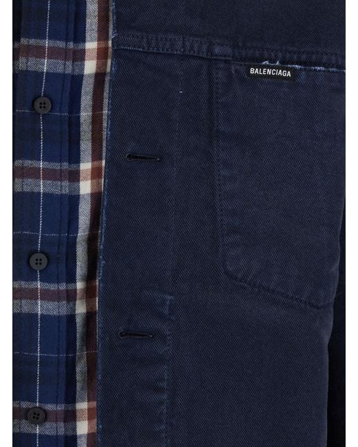 Balenciaga Blue Jacket Double-Layer Cotton Coat for men