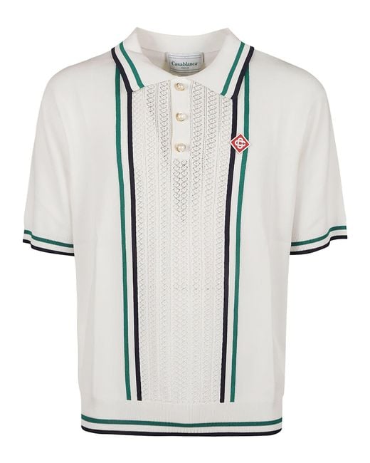 Casablancabrand White Knit Pontelle Tennis Polo Shirt for men