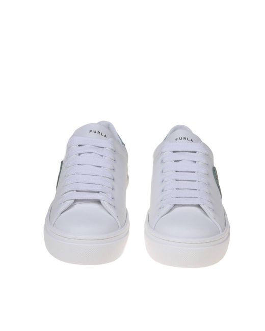 Furla White Joy Lace Up Sneakers
