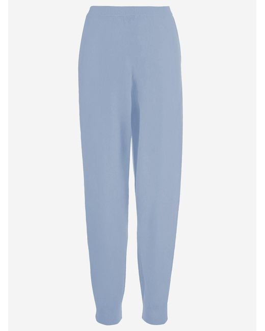 Allude Blue Wool And Cashmere Pants Virgin Trousers