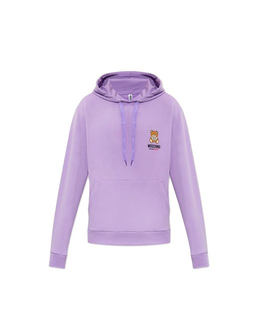 Moschino Purple Logo Hooded Sweatshirt for men