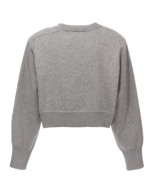 ROTATE BIRGER CHRISTENSEN Gray 'Firm Knit Cropped' Sweater
