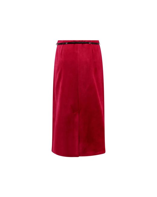 Gucci Red Velvet Bloom Midi Skirt