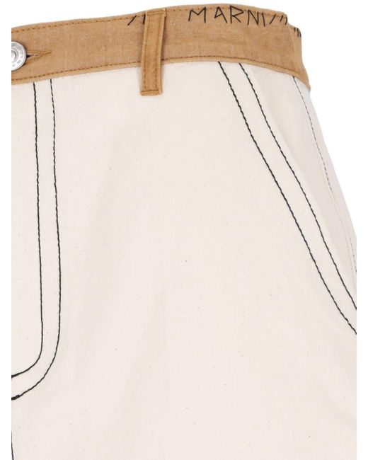 Marni Natural Midi Denim Skirt