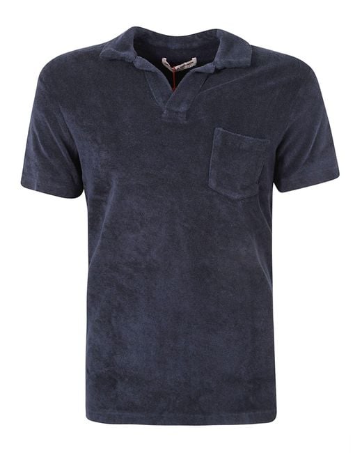 Orlebar Brown Blue Terry Polo Shirt for men
