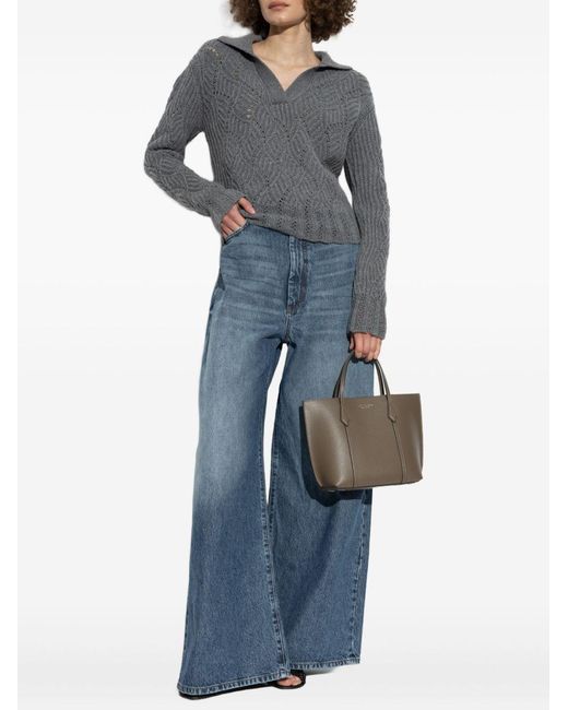 Etro Blue Polo Collar Cashmere Sweater