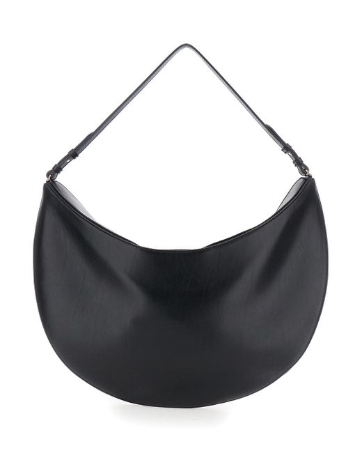 Jacquemus Black 'Le Calisso Rond Large' Shoulder Bag With Adjustable Strap And Embossed Logo