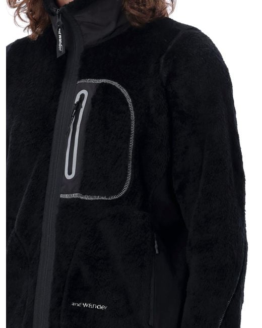 And Wander Black High-Loft Fleece Jacket with Thumbholes for men