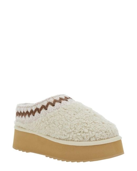 Mou White Mules With Braided Detail Sheep