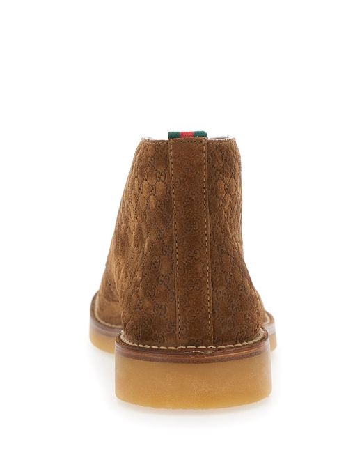 Gucci Brown Ankle Boots With Web Detail Calf for men