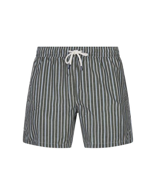 Fedeli Gray Striped Swim Shorts for men