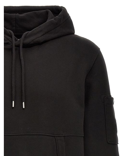 C P Company Black Hoodie In French Terry for men