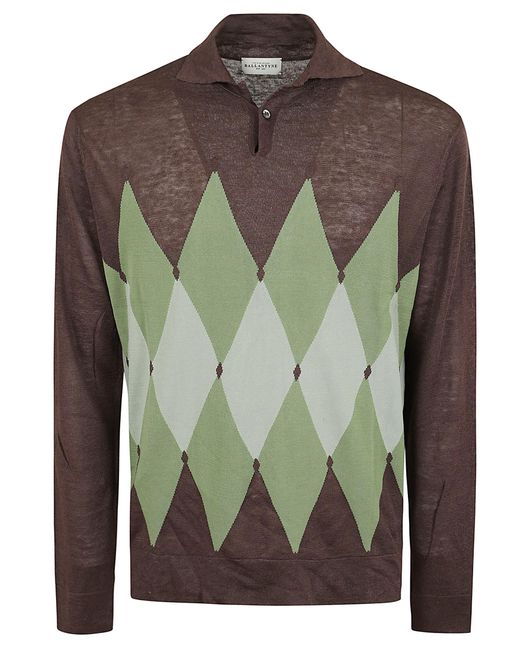 Ballantyne Green Polo Neck Pullover Cotton Maglia for men