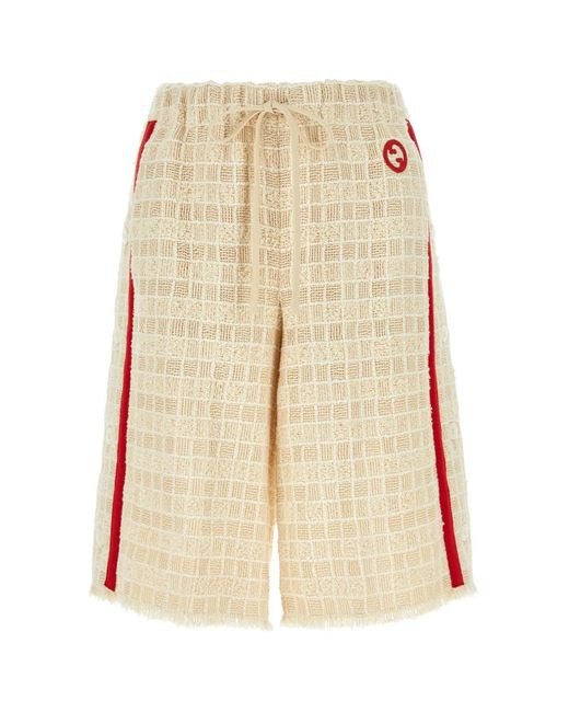 Gucci Natural Sand Tweed Bermuda Shorts
