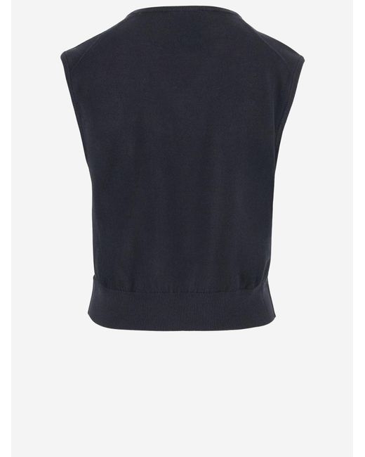 Bottega Veneta Blue Cotton And Viscose Twin-Set Sweater