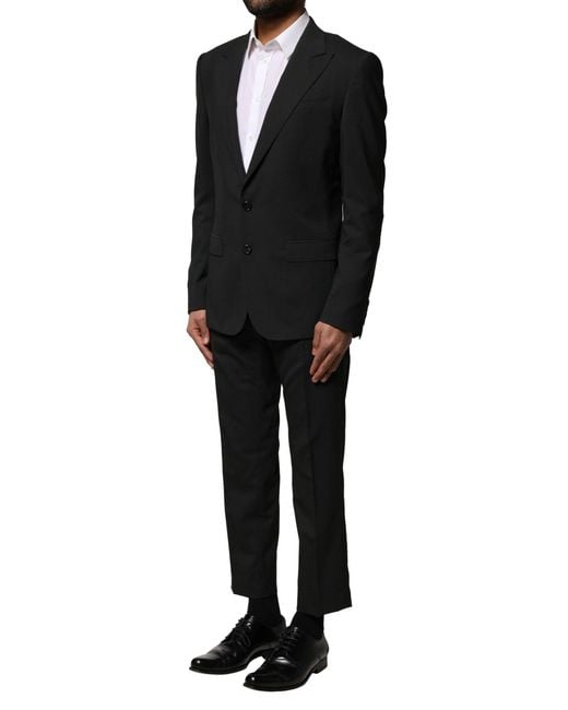 Dolce & Gabbana Black Wool 2 Piece Single Breasted Suit for men