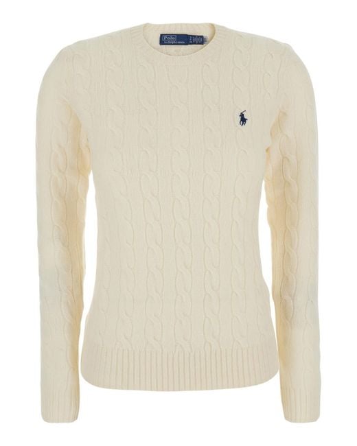 Polo Ralph Lauren Natural Cable Knit Sweater Julianna Wool Tops