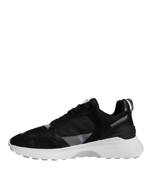 Versace Black Canvas Quad Fabric Medusa Low Top Sneaker Shoes for men