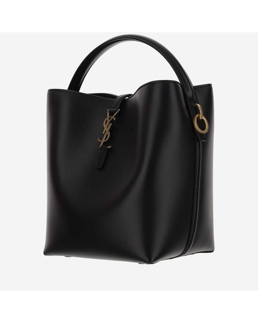 Saint Laurent Black Glossy Leather Shoulder Bag