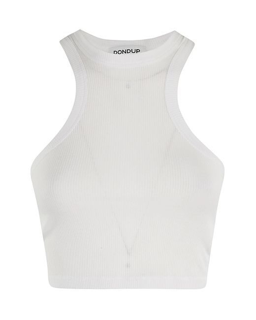 Dondup White Fitted Cropped Tank Top