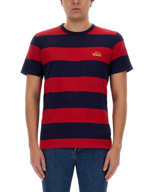 Woolrich Red Striped T-Shirt for men