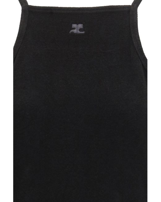 Courreges Black Logo Mini Dress Viscose; Polyamide