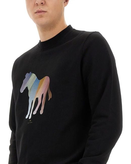 PS by Paul Smith Black Zebra Print Sweatshirt for men
