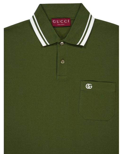 Gucci Green Logo Cotton Polo Shirt for men