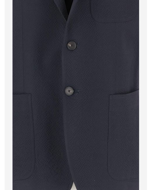 Tagliatore Blue Jacket Single-Breasted Stretch Wool Virgin Super 100S for men