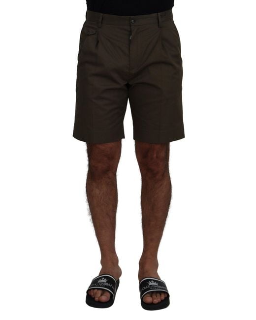 Dolce & Gabbana Black Green Chinos Cotton Casual Shorts for men