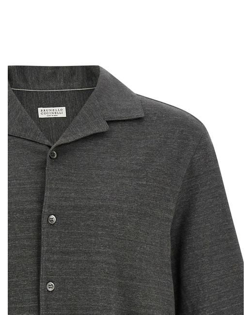 Brunello Cucinelli Gray Linen Blouse for men