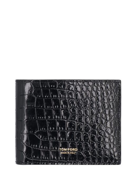 Tom Ford Black Croco-print Leather Wallet for men