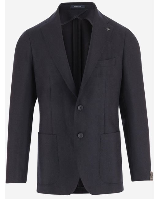 Tagliatore Blue Single-Breasted Wool Jacket for men