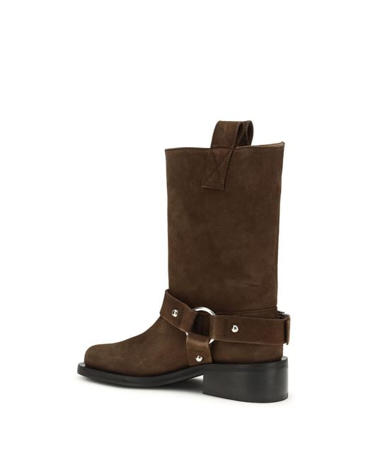 Ganni Brown Suede Biker Boots