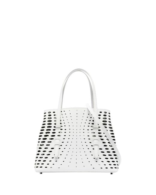 Alaïa White Mina 25 Bag With Optical Perforations | Lyst