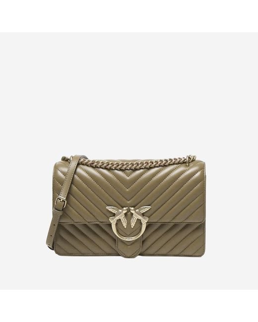 Pinko Green Shoulder Bag Love One Classic Leather