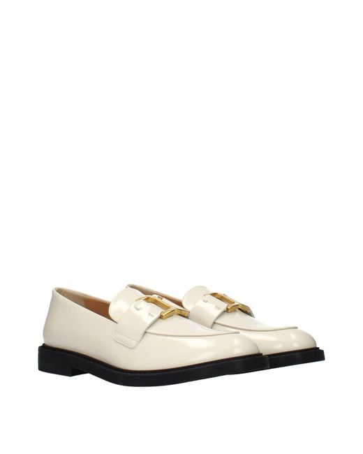 Chloé White Leather Slip-On Loafers