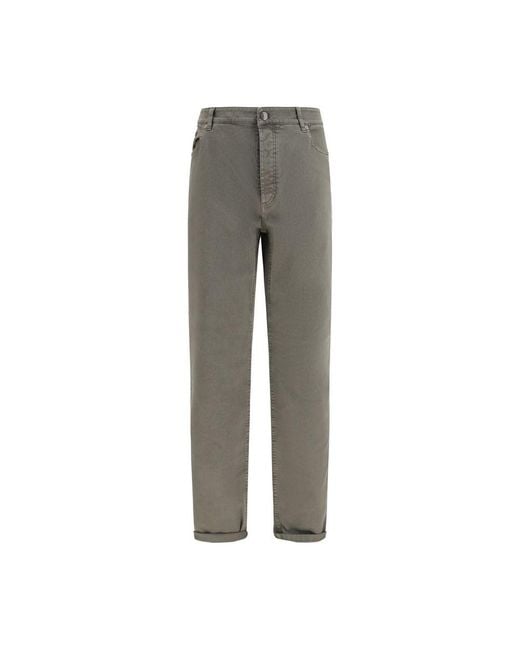 Brunello Cucinelli Gray Bicolor Cotton Jeans Denim for men